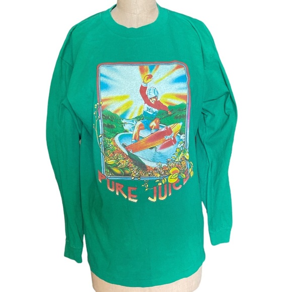 Vintage 90s Board SIMS Co. skateboard long sleeve t shirt Green Sz L/G - Picture 1 of 6